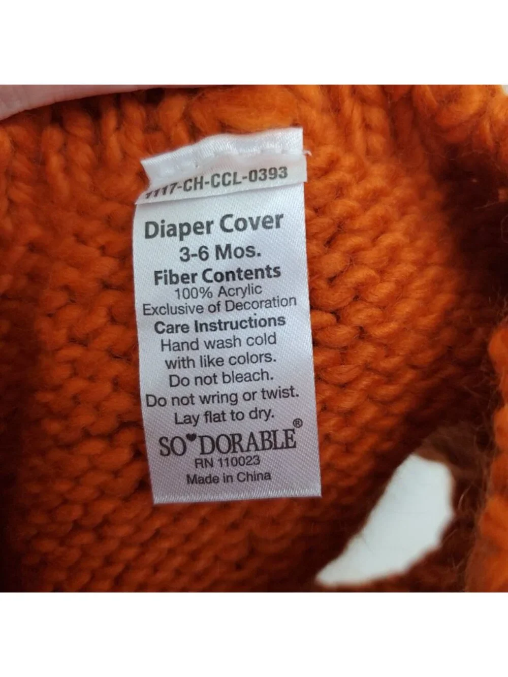 So'Dorable knit fox diaper cover, orange